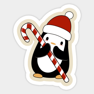Kawaii penguin with her candy cane Sticker
